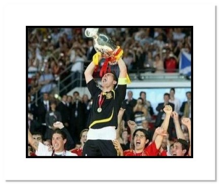 Iker Casillas (Spain) "2008 European Championship with Trophy" Double Matted 8" x 10" Photograph