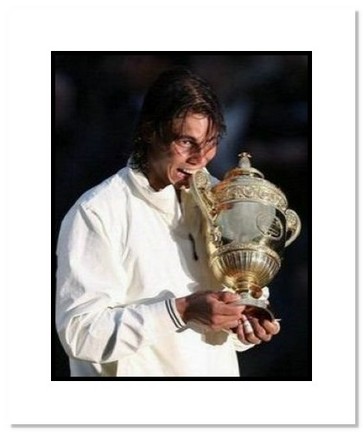 Rafael Nadal "2008 Wimbledon with Trophy" Double Matted 8" x 10" Photograph