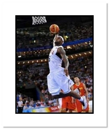 LeBron James Olympics Team USA "2008 Basketball Dunking" Double Matted 8" x 10" Photograph