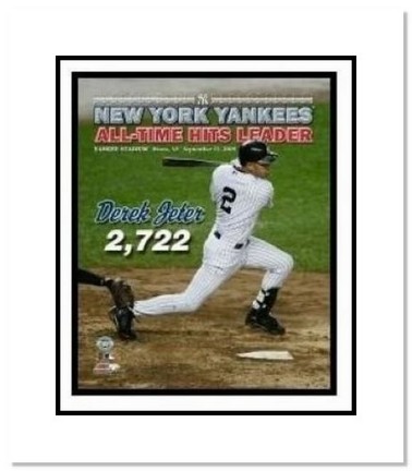 Derek Jeter New York Yankees MLB "Career Hit 2,722 Swinging Overlay" Double Matted 8" x 10" Photogra