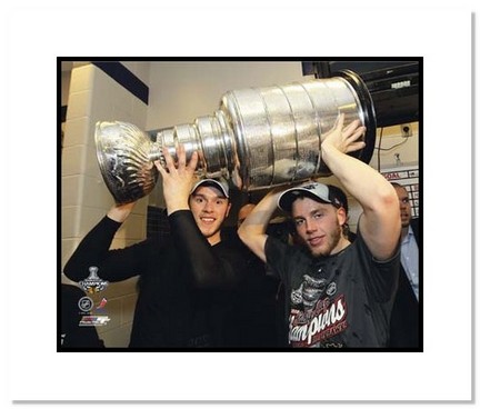 Jonathan Toews and Patrick Kane Chicago Blackhawks NHL "2010 Stanley Cup Trophy" Double Matted 8" x 10&qu