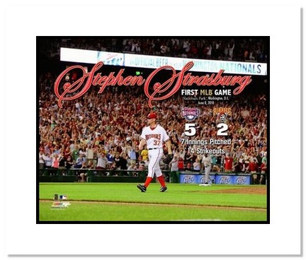 Stephen Strasburg Washingtion Nationals MLB "First Career Game" Double Matted 8" x 10" Photograph