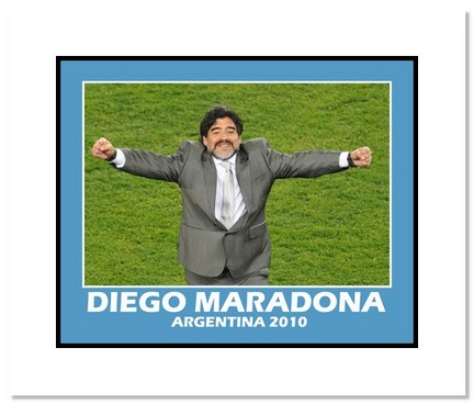 Diego Maradona (Argentina) "2010 at World Cup Fist Pump" Double Matted 8" x 10" Photograph
