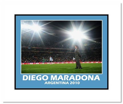 Diego Maradona (Argentina) "2010 at World Cup Sidelines" Double Matted 8" x 10" Photograph