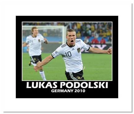 Lukas Podolski (Germany) "2010 at World Cup Goal" Double Matted 8" x 10" Photograph
