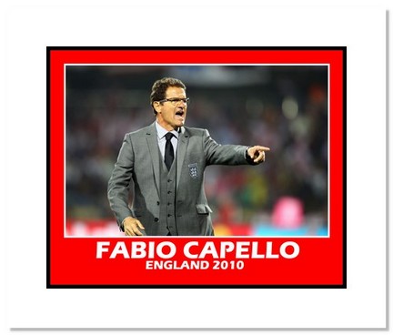 Fabio Capello (England) "2010 at World Cup vs. USA" Double Matted 8" x 10" Photograph