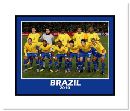 2010 Team Brazil "World Cup Starting Eleven" Double Matted 8" x 10" Photograph