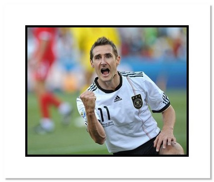 Miroslav Klose (Germany) "2010 at World Cup Fist Pump" Double Matted 8" x 10" Photograph