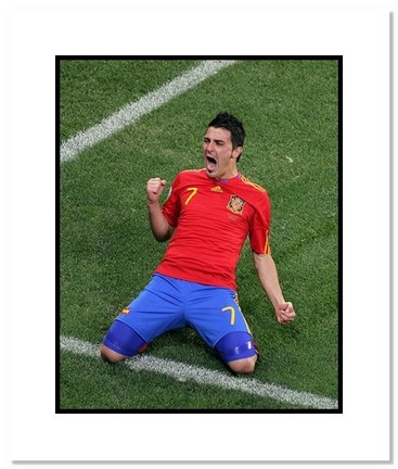 David Villa (Spain) "2010 at World Cup Goal" Double Matted 8" x 10" Photograph