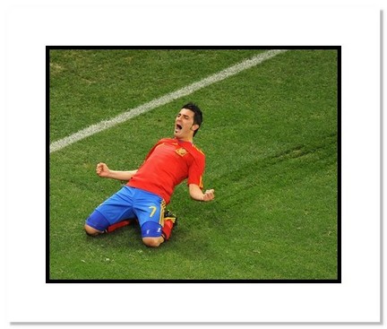 David Villa (Spain) "2010 at World Cup Celebration" Double Matted 8" x 10" Photograph