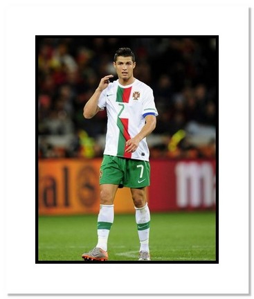 Cristiano Ronaldo (Portugal) "2010 at World Cup" Double Matted 8" x 10" Photograph
