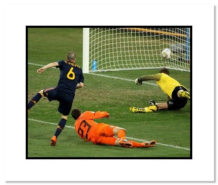 Andres Iniesta (Spain) "2010 at World Cup Winning Goal" Double Matted 8" x 10" Photograph