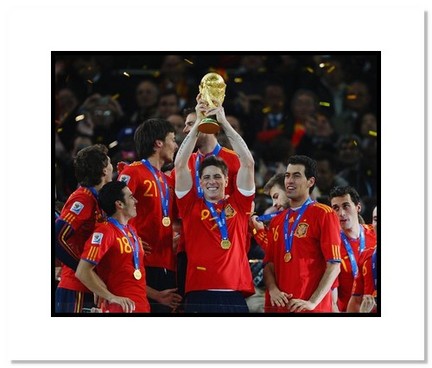 Fernando Torres (Spain) "2010 at World Cup Trophy" Double Matted 8" x 10" Photograph