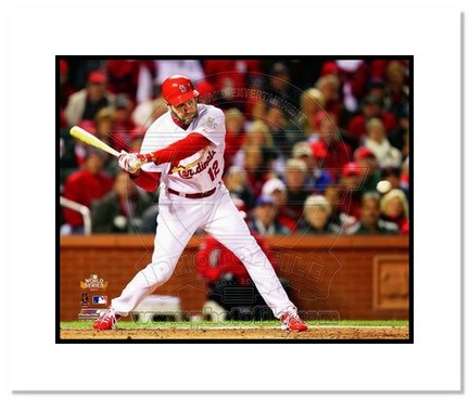 Lance Berkman St. Louis Cardinals 2011 World Series "Game 1 RBI Single" Double Matted 8" x 10" Photo