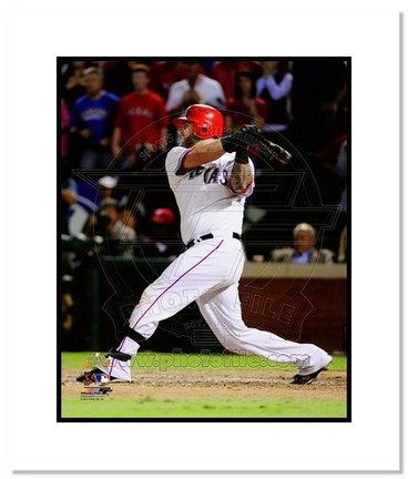 Mike Napoli Texas Rangers 2011 World Series "Game 5 Double Swinging" Double Matted 8" x 10" Photogra