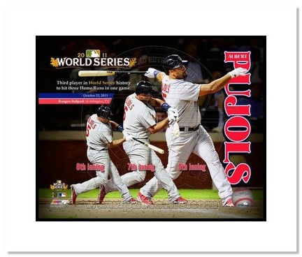 Albert Pujols St. Louis Cardinals 2011 World Series "3 Home Run Game Collage" Double Matted 8" x 10"