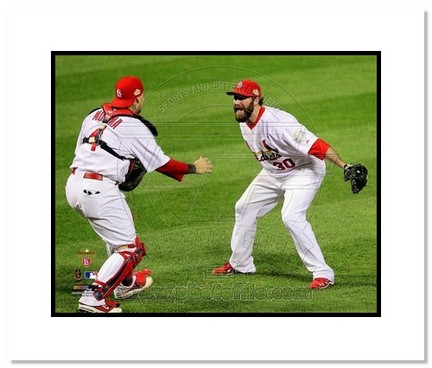 Jason Motte and Yadier Molina St. Louis Cardinals 2011 World Series "Last Out" Double Matted 8" x 10"