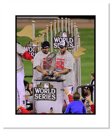 Albert Pujols and Lance Berkman St. Louis Cardinals 2011 World Series "Trophy" Double Matted 8" x 10"