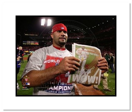 Albert Pujols St. Louis Cardinals 2011 World Series "Newspaper Headline" Double Matted 8" x 10" Phot