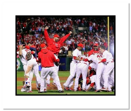 St. Louis Cardinals 2011 World Series "Busch Stadium Celebration #1" Double Matted 8" x 10" Photogra