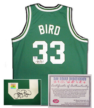 Larry Bird Boston Celtics NBA Autographed Authentic Style Away Green Basketball Jersey