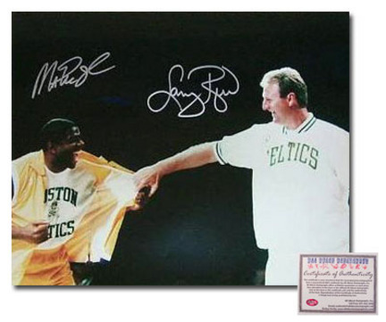 Magic Johnson and Larry Bird Los Angeles Lakers Boston Celtics NBA Autographed "Bird Retirement Night" 16"