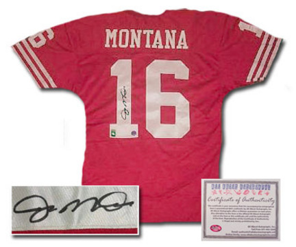 Joe Montana San Francisco 49ers NFL Autographed Authentic Away Red Football Jersey