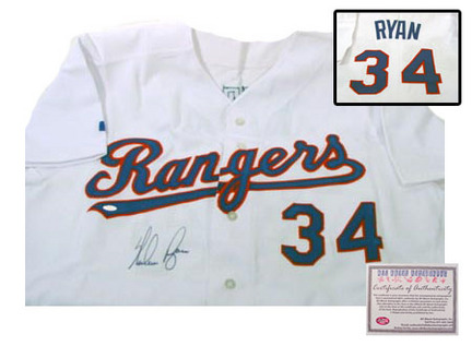 Nolan Ryan Texas Rangers MLB Autographed Authentic Style Home White Baseball Jersey