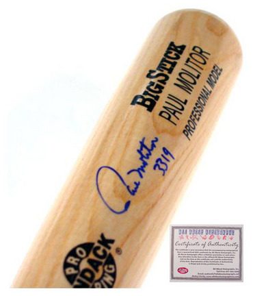 Paul Molitor Minnesota Twins MLB Autographed Name Model Baseball Bat with "3319 Hit" Inscription