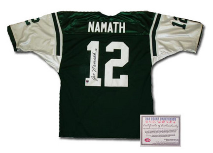 Joe Namath New York Jets NFL Autographed Authentic Style Home Green Football Jersey