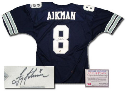 Troy Aikman Dallas Cowboys NFL Autographed Authentic Style Away Blue Football Jersey