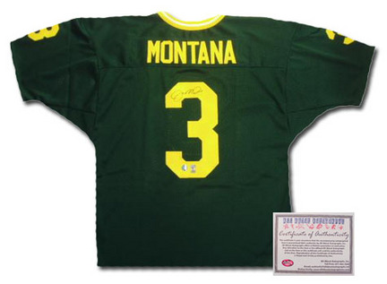 Joe Montana Notre Dame Fighting Irish NCAA Football Autographed Authentic Style Away Green Football Jersey