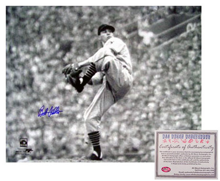Bob Feller Cleveland Indians MLB Autographed "Pitching" Black and White 16" x 20" Photograph (Unfram
