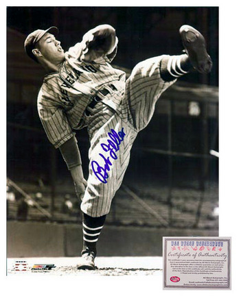 Bob Feller Cleveland Indians MLB Autographed "Pitching" 8" x 10" Photograph (Unframed)