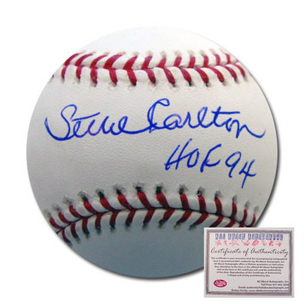 Steve Carlton Philadelphia Phillies Autographed Rawlings MLB Baseball with "HOF 94" Inscription
