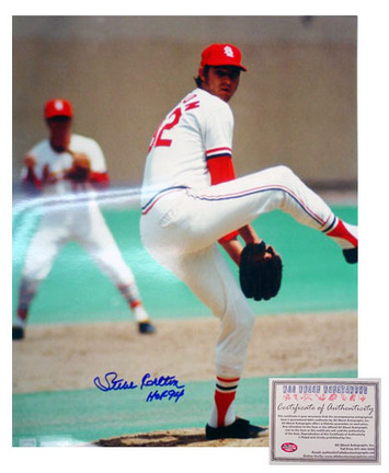 Steve Carlton St. Louis Cardinals MLB Autographed "Pitching" 16" x 20" Photograph with "HOF 94&