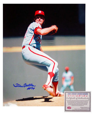 Steve Carlton Philadelphia Phillies MLB Autographed "Pitching" 16" x 20" Photograph with "HOF 9