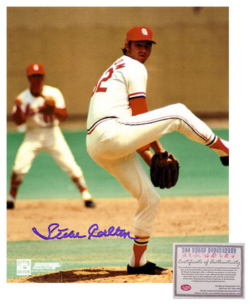 Steve Carlton St. Louis Cardinals MLB Autographed "Pitching" 8" x 10" Photograph (Unframed)