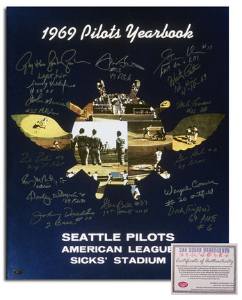 Seattle Pilots MLB Team Autographed "1969 Yearbook Cover" 16" x 20" Photograph