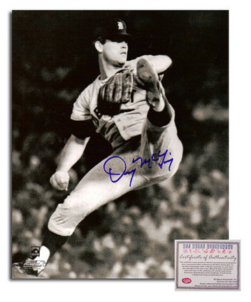 Denny McLain Autographed "Pitching" Black and White 8" x 10" Photograph (Unframed)