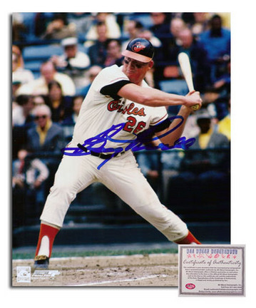 Boog Powell Autographed "Home Jersey Swinging" 8" x 10" Photograph (Unframed)