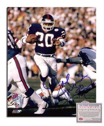 Joe Morris New York Giants Autographed 8" x 10" Blue Jersey Super Bowl XXI Photograph with "20" Insc