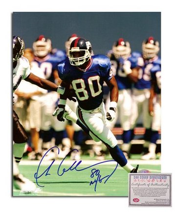 Chris Calloway New York Giants Autographed 8" x 10" Blue Jersey Photograph with "80 NYG" Inscription