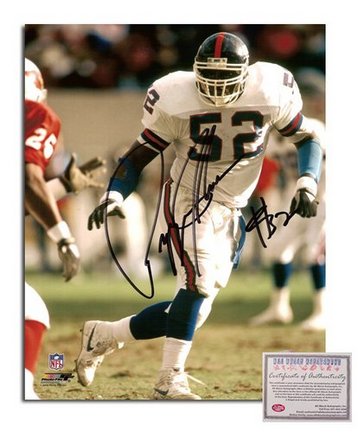 Pepper Johnson New York Giants Autographed 8" x 10" White Jersey Photograph with "#52" Inscription (