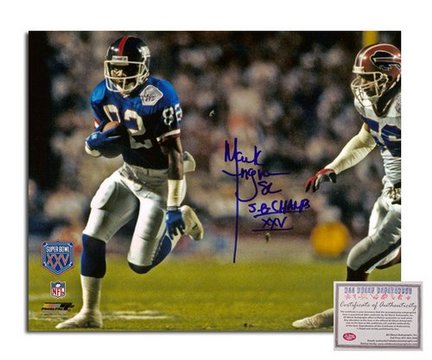 Mark Ingram Autographed 8" x 10" Blue Jersey Super Bowl XXV Photograph with "82" and "SB Champs