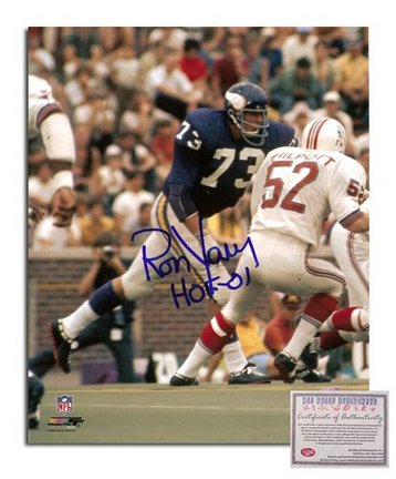 Ron Yary Minnesota Vikings Autographed 8" x 10" Purple Jersey Photograph with "HOF 01" Inscription (