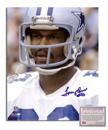 Tony Hill Dallas Cowboys Autographed 8" x 10" White Jersey Photograph with "#80" Inscription (Unfram