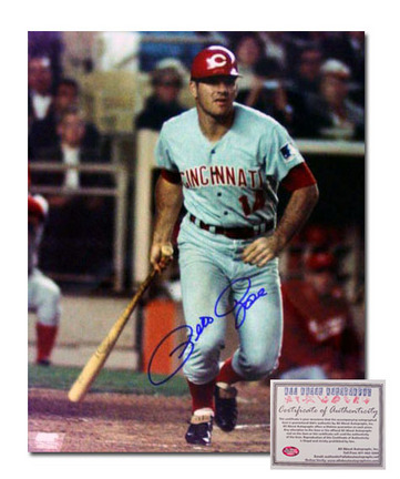 Pete Rose Cincinnati Reds Autographed 16" x 20" Batting Photograph (Unframed)