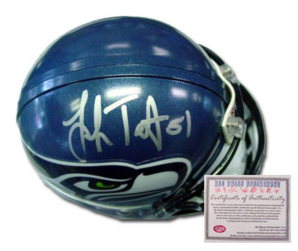 Lofa Tatupu Seattle Seahawks Autographed Riddell Mini Football Helmet with "51" Inscription