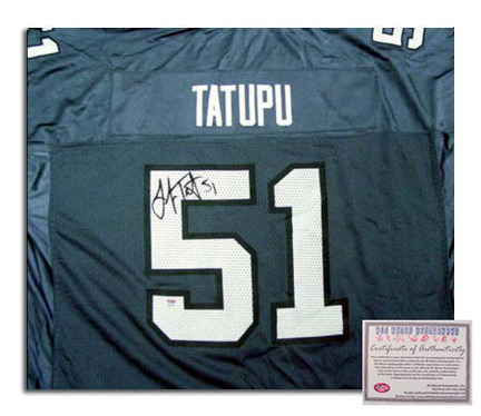 Lofa Tatupu Autographed Replica Home NFL Football Jersey with "51" Inscription (Blue)